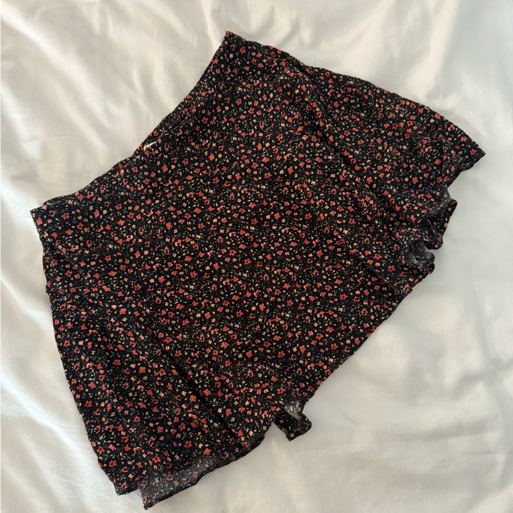Floral Black and Red Skirt